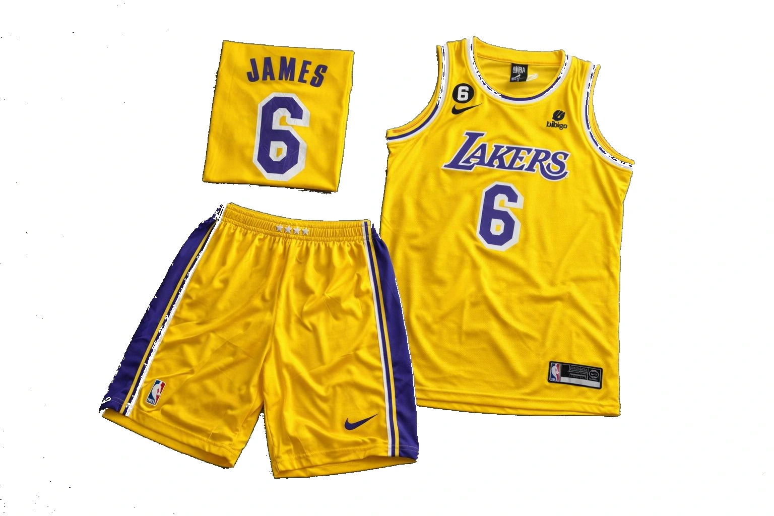 Conjunto NBA Lakers James 6 amarillo